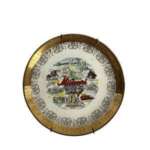 Missouri Souvenir Plate 22K Gold Trim Decoration Crest-O-Gold Vintage Collector